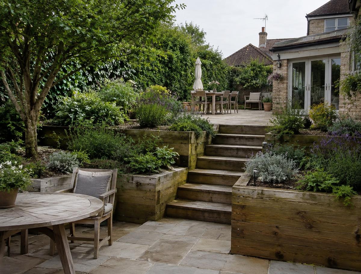 Split-Level Patio & Raised Beds